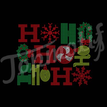 New Design Christmas HO HO HO Rhinestone Transfer Design For Jeans