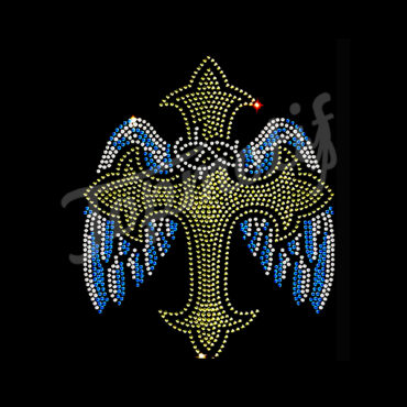 Shiny Cross Rhinestone Heat Transfer Designs Custom Design For Apparel