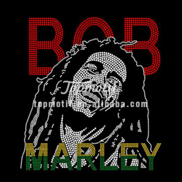 Custom Bling Designs Rhinestone Transfer Motifs Bob Marley