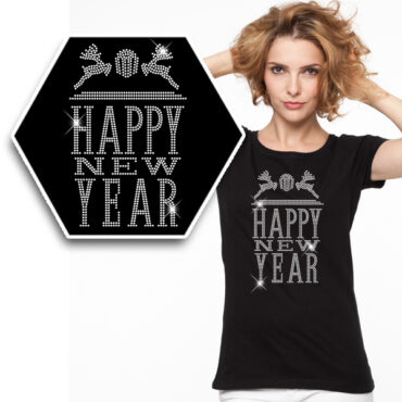 Simple Happy New Year Custom Rhinestone Transfer