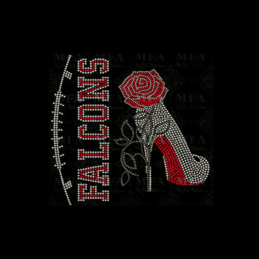 FALCONS team & high heel rhinestone heat Transfer with rose