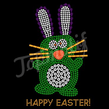 New Design Sequin Happy Easter Rabbit Rhinestone Heat Transfers