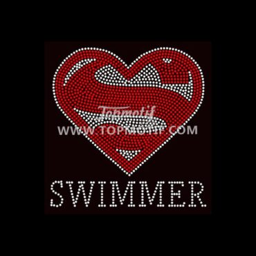 Hot Fix Super Swimmer Motif Iron on Rhinestone Transfer