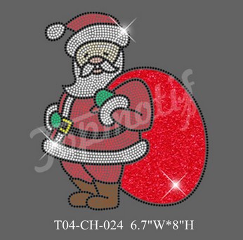 Santa Claus Rhinestone Transfer for Merry Christmas