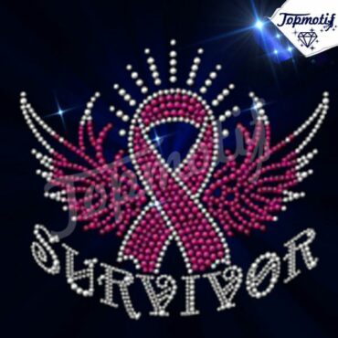 breast cancer Ribbon Rhinestone Iron On Transfer rhinestone motif