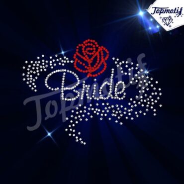 Custom Bride with Flower Rhinestone Heat Transfers Wedding Wholesale