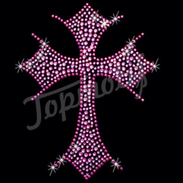 Pink cross rhinestone iron on transfers