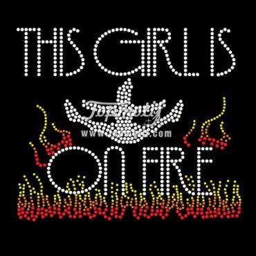 Bling Letter This Girl Is On File Rhinestone Heat T Shirt Transfers