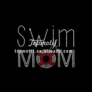 Quality supplier cheap korean rhinestones swim mom rhinestone motif