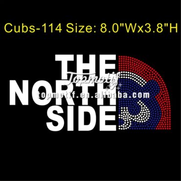 Glitter Rhinestone Design The North Side Cubs Iron On Wholesale