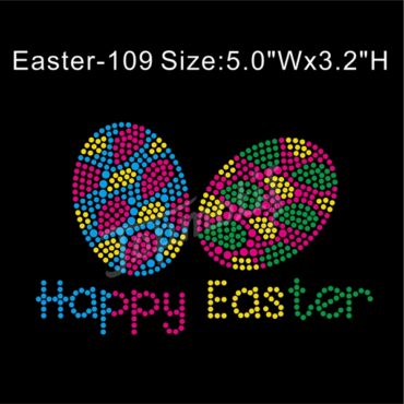 Easter Eggs Iron Ons Happy Easter Heat Transfer Rhinestones Wholesale