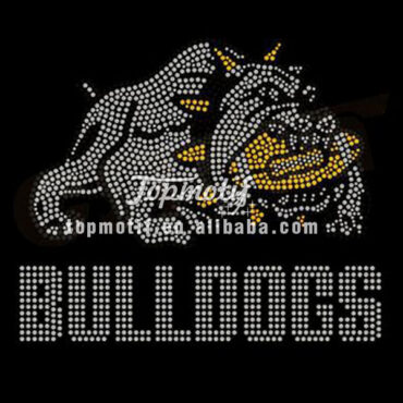 Wholesale-Iron-On-Transfers Bulldogs Rhinestone Transfer Motif