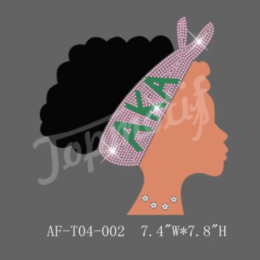 New Arrive AKA Afro Girl Motif Rhinestone Transfer Iron On Tshirts