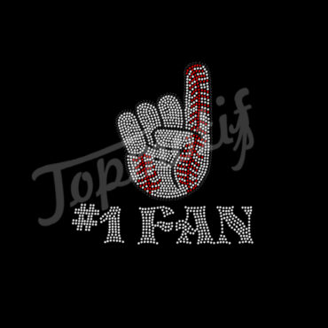 Heat Transfer Custom Transfers Hand #1 Fan Baseball Rhinestone Iron Ons