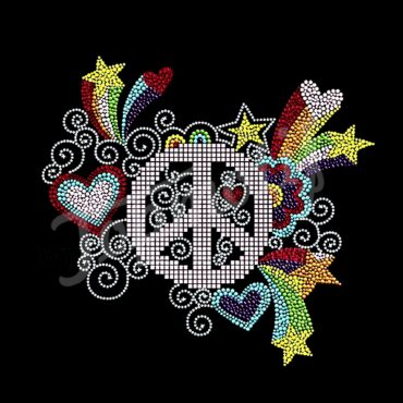 Peace symbol hotfix rhinestone motif crystal transfer