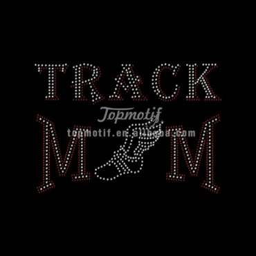 Track Runner Running Mascot Sport Team Mom Rhinestone Iron On Transfer