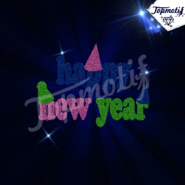 New Design Happy New Year Heat Glitter Transfers