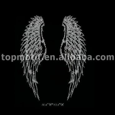 Custom Bling Crystal Iro on Rhinestone Angel Wing Transfer