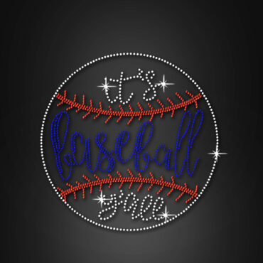 baseball iron on rhinestone transfer