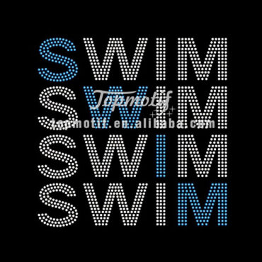 T Shirt Iron On Letters Swim Text Hotfix Heat Transfer Motif