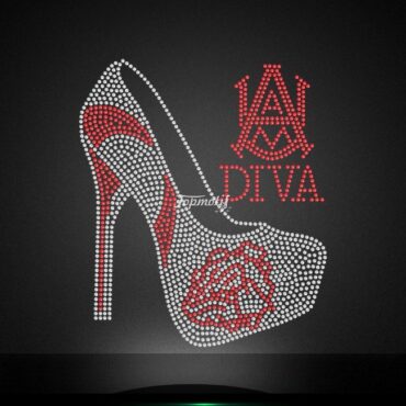 Diva design high heel rhinestone heat transfer wholesale