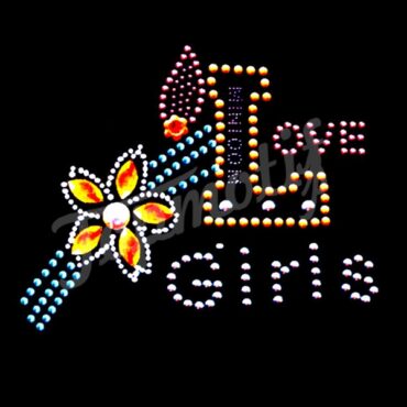 Wholesale custom sparkle rhinestone Love Girls iron on transfers