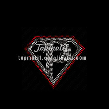 Fashion rhinestone superhero logo rhinestone transfer for tees