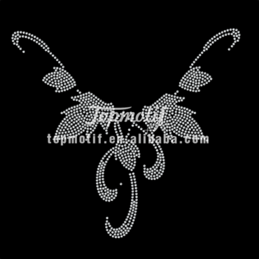 dress feather design crystal transfer rhinestone motifs neckline