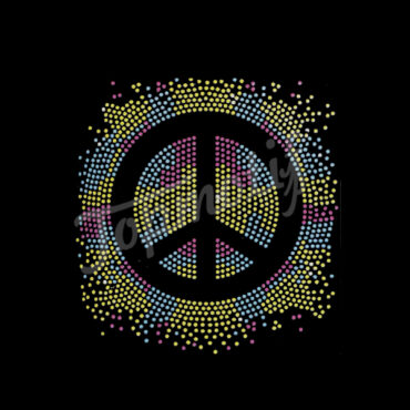 Colorful Peace Sign Iron On Rhinestone Transfer Designs Accessories for Women