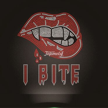 New design red rhinestone I bite lips heat iron on transfers