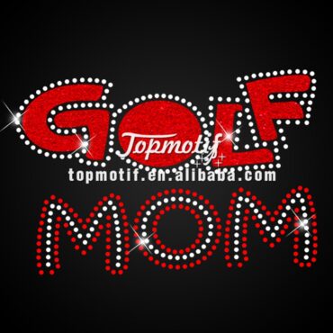 Golf Mom Iron On Glitter Transfers Rhinestone Motif