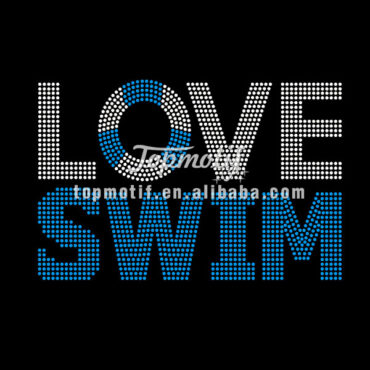 Love Swim Custom Rhinestone Iron On Transfers