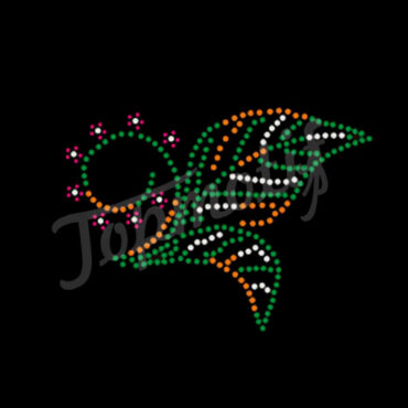 Sparkly leaf rhinestone heat transfer for rhinestone clothing