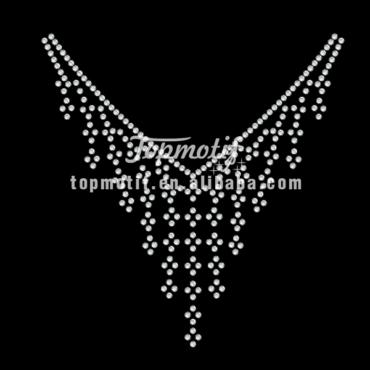 sweater applique transfer crystal neckline rhinestones Iron