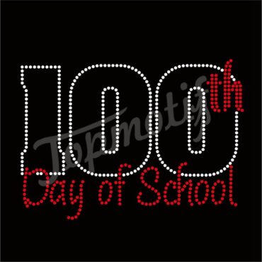 Hot Fix Metal Studs 100Th Day Of School Rhinestone Transfer Motif