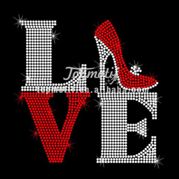 Custom Made Iron On Transfers Love High Heel Rhinestone Motifs