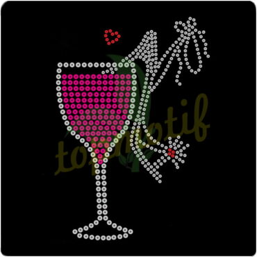 Wine with high heels sequin transfer for women tee