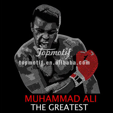 Wholesale Bling Custom Iron On Rhinestone Designs Muhammad Ali