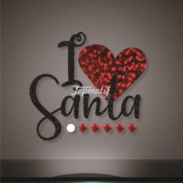 Import material glitter I love Santa iron on transfers wholesale