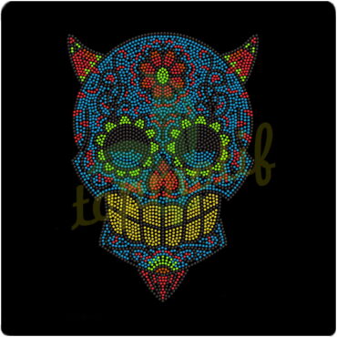 Korean Neno Color Skull Rhinestone Transfer Wholesale For Garment