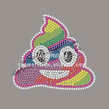 Poo Emoji Colorful transfers motif applique custom tshirts rhinestones