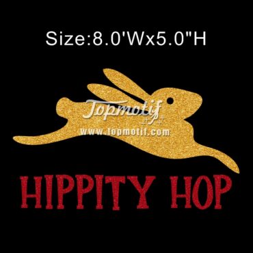 Customer Glitter Heat Transfer Hippity Hop Easter Iron On Motifs