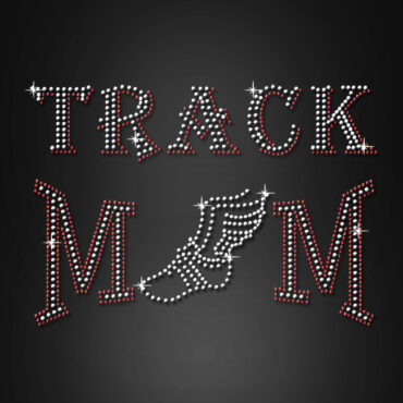 track mom rhinestone hot fix heat transfer motif