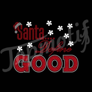 Wholesale Santa Define Good Rhinestone Transfers iron on Glitter Designs