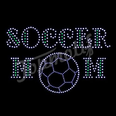 Soccer Rhinestone Transfer Design Hotfix Motif Rhinestones Design Apparel