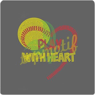 Play with heart motif Rhinestone Transfer heat iron-on t-shirts