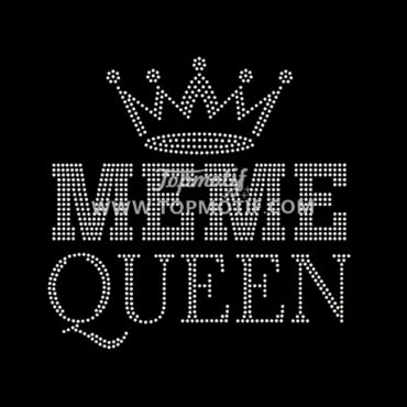 MeMe Queen with Crown Rhinestone Iron on Transfer for Bling Tshirts