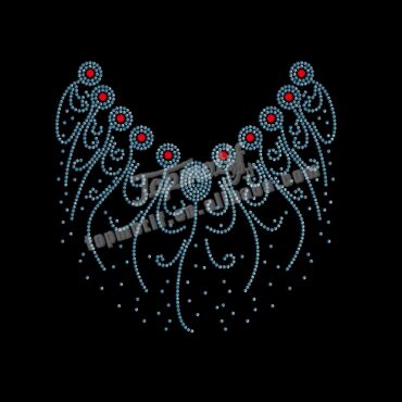 neckline hotfix rhinestone motif simple design for t shirt