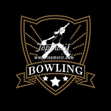 Rhinestone Hotfix Motifs Bowling Iron On Heat Transfers Decals