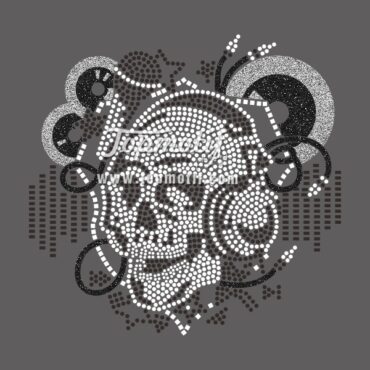 skull glitter rhinestone heat transfer designs